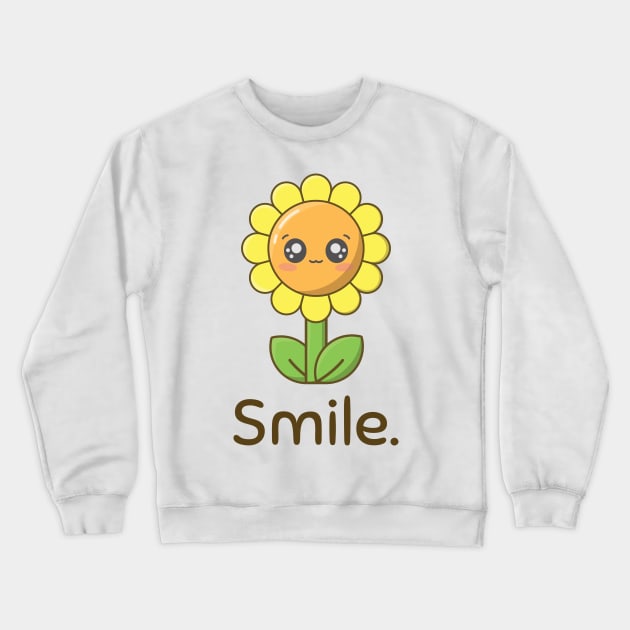 Smile Kawaii Sunflower Crewneck Sweatshirt by StimpyStuff